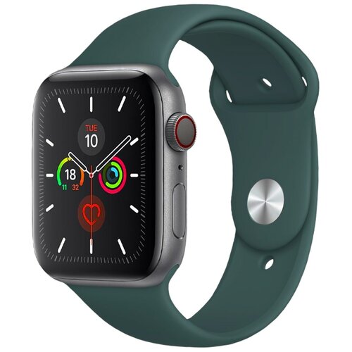 фото Силиконовый ремешок для смарт часов apple watch series 1, 2, 3, 4, 5, 6 и se 42-44mm (sport loop) / cпортивный браслет с застежкой для умных часов эпл вотч серии 1, 2, 3, 4, 5, 6 и се 42-44 мм (sport band) / премиум силикон (pine green s) сotetci