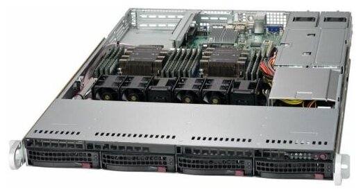 Серверная платформа 1U Supermicro SYS-6019P-WTR (2x3647, C621, 12xDDR4, 4x3.5" HS, 2xGE, 2x750W, Rail)