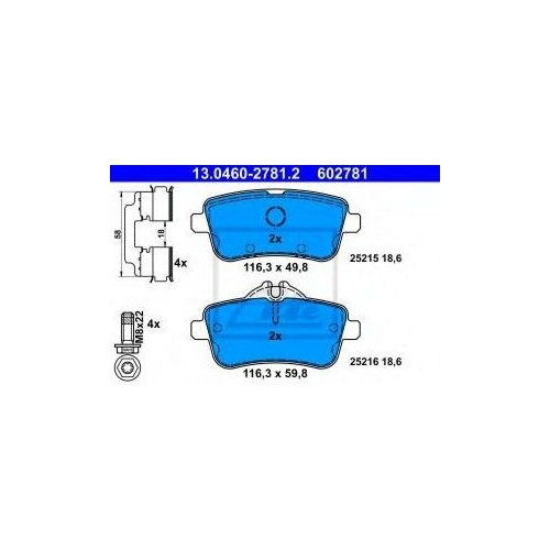 фото Комплект тормозных колодок дисковый тормоз ate 13.0460-2781.2 mercedes- benz: 0064204020 0074208220 25215 25216 602781