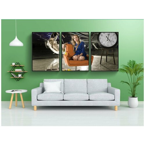 фото Набор модулных постеров для интерьера "модель, время, женщина" 60x90 см. в тубусе, без рамки lotsprints