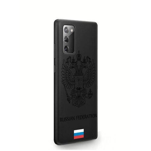 фото Черный силиконовый чехол musthavecase для samsung galaxy note 20 черный лаковый герб россия для самсунг галакси ноут 20 противоударный