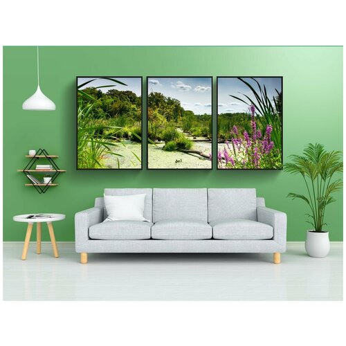 фото Набор модулных постеров для интерьера "болото, природа, вода" 60x90 см. в тубусе, без рамки lotsprints