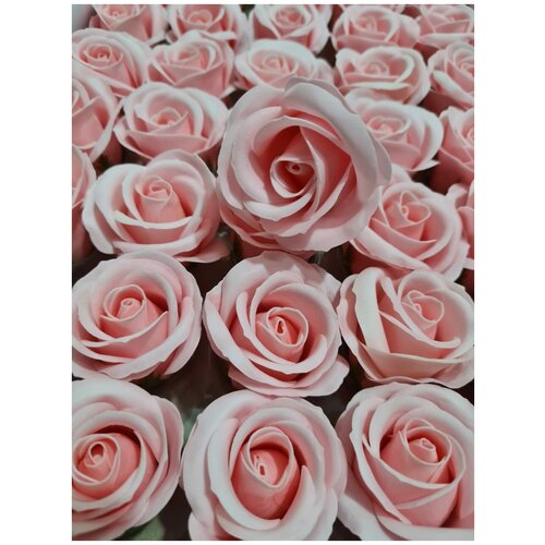 Цветы из мыльного полотна. Роза трехслойная с закругленными лепестками. Цвет светло-розовый. Номер 2К.