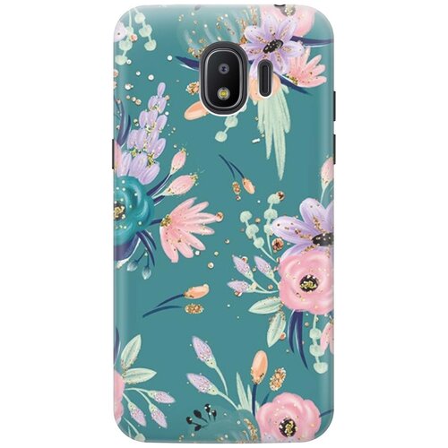 фото Re:pa накладка transparent для samsung galaxy j2 (2018) с принтом "цветы и золотые блестки"