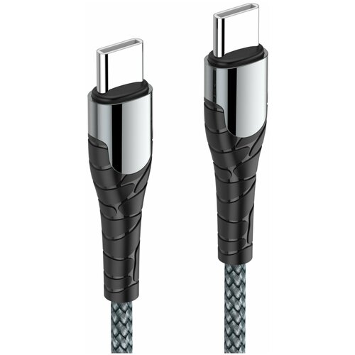 Кабель LDNIO LC101/ USB PD: Type-C--Type-C/ 1m/ 65W/ медь: 110 жил/ Нейлоновая оплетка/ серый кабель ldnio lc102 usb pd type c type c 2m 60w медь 176 жил нейлоновая оплетка серый