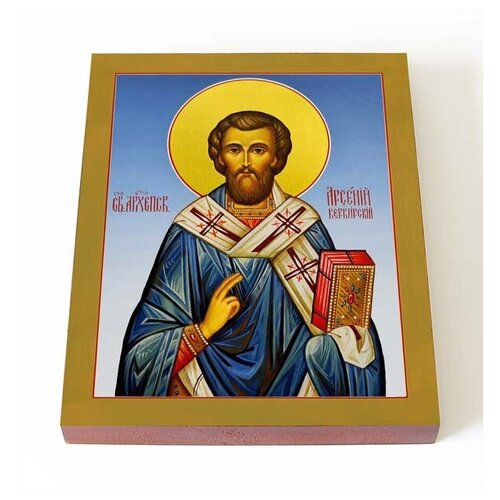 Святитель Арсений, архиепископ Керкирский, икона на доске 13*16,5 см арсений керкирский святитель икона на холсте