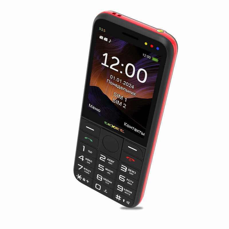 Телефон мобильный (TEXET TM-315 Black/Red (127291))