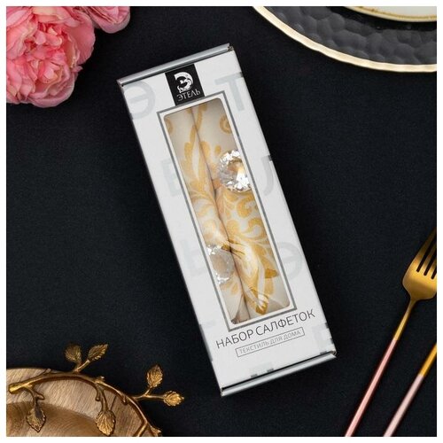 фото Набор салфеток с декорат. кольцами "вензель" 46х46 см - 2 шт, 100% хл, саржа 190гр/м2 6534334 этель