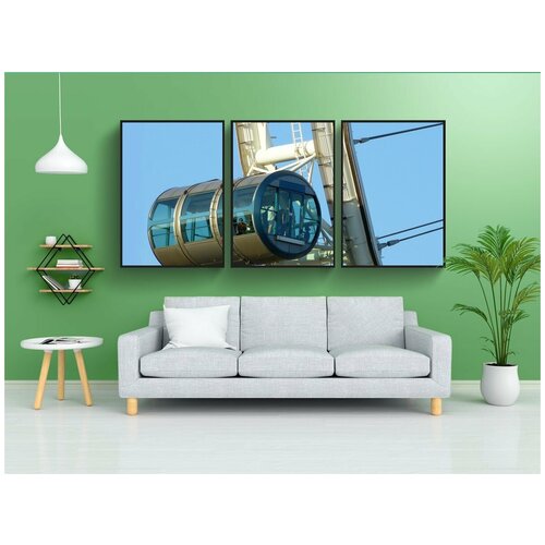 фото Модульный постер "сингапур флаер, колесо обозрения, большое колесо" 180x90 см. из 3х частей в тубусе, без рамки lotsprints