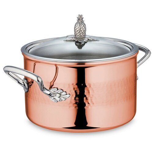 Кастрюля диаметр 18 см, высота 11,5 см, объем 3,0 л, медь/нерж. сталь, стеклянная крышка с декорированной ручкой VCA1811X Ruffoni Omegna Cupra