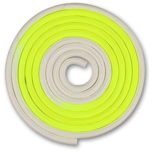 Скакалка для художественной гимнастики утяжеленная двухцветная INDIGO 165 г, IN168, Бело-лимонный, 3 м