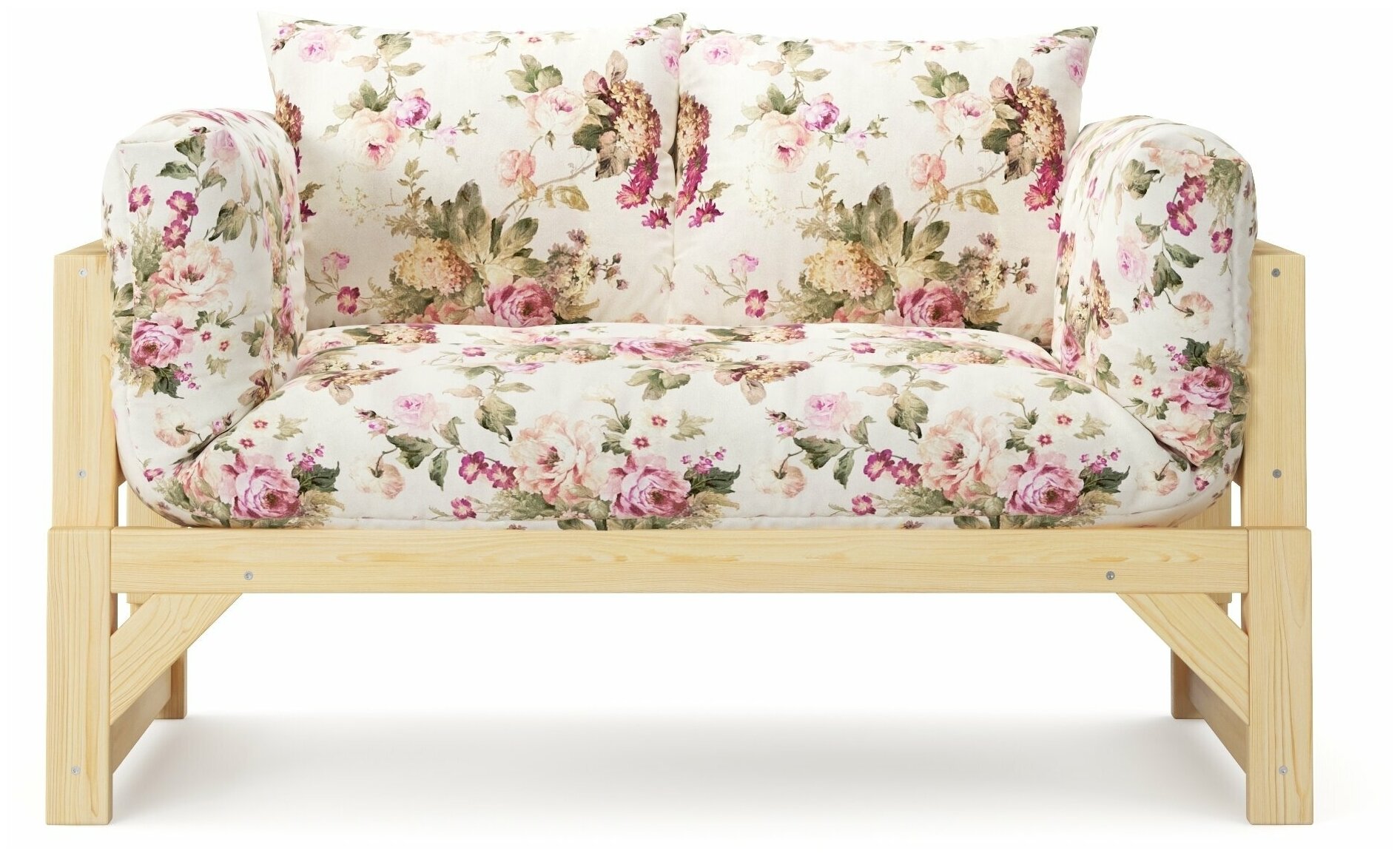 Диван-кровать раскладной Salotti Европа-2, некрашеный, рогожка, ткань Arcadia Rose, флористический принт - фотография № 3