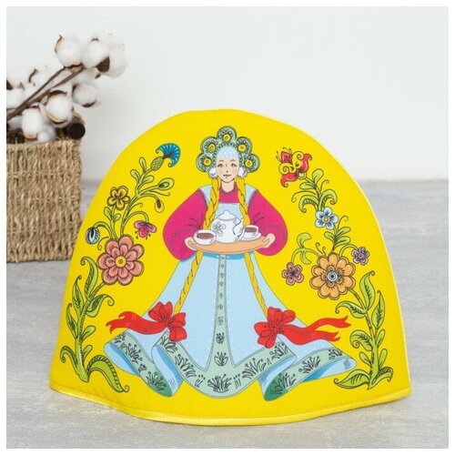 Грелка на чайник Девица на желтом 35х26 см