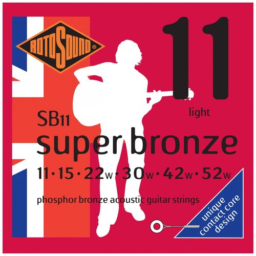 Набор струн Rotosound SUPER BRONZE SB11, 1 уп. rotosound jk10 strings phosphor bronze струны для акустической гитары покрытие фосфорированная бронза 10 50