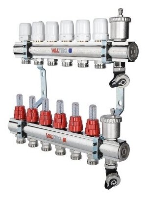 Коллекторная группа с расходомерами в сборе 1"х3/4" евроконус 3 вых. Valtec (596)