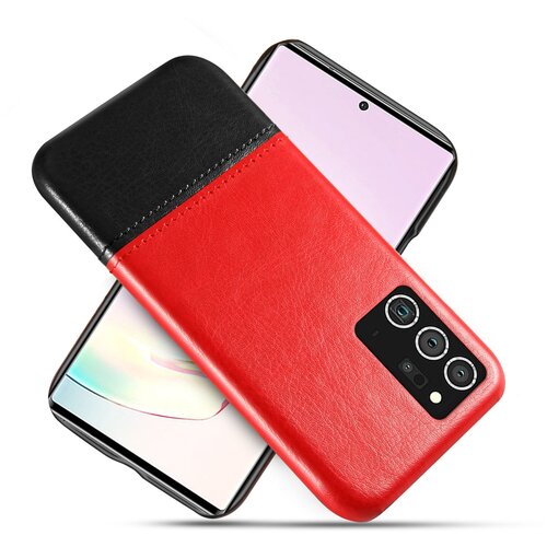 фото Чехол панель-накладка mypads для samsung galaxy note 20 ultra (sm-n985f) обтянутый качественной импортной кожей двухцветный дизайнерский с элегантной прошивкой красный-черный