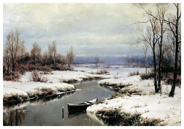 Репродукция на холсте Зимний пейзаж (Winter landscape) №12 Вельц Иван 43см. x 30см.