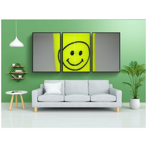 фото Набор модулных постеров для интерьера "смайлик, улыбка, желтый" 60x90 см. в тубусе, без рамки lotsprints