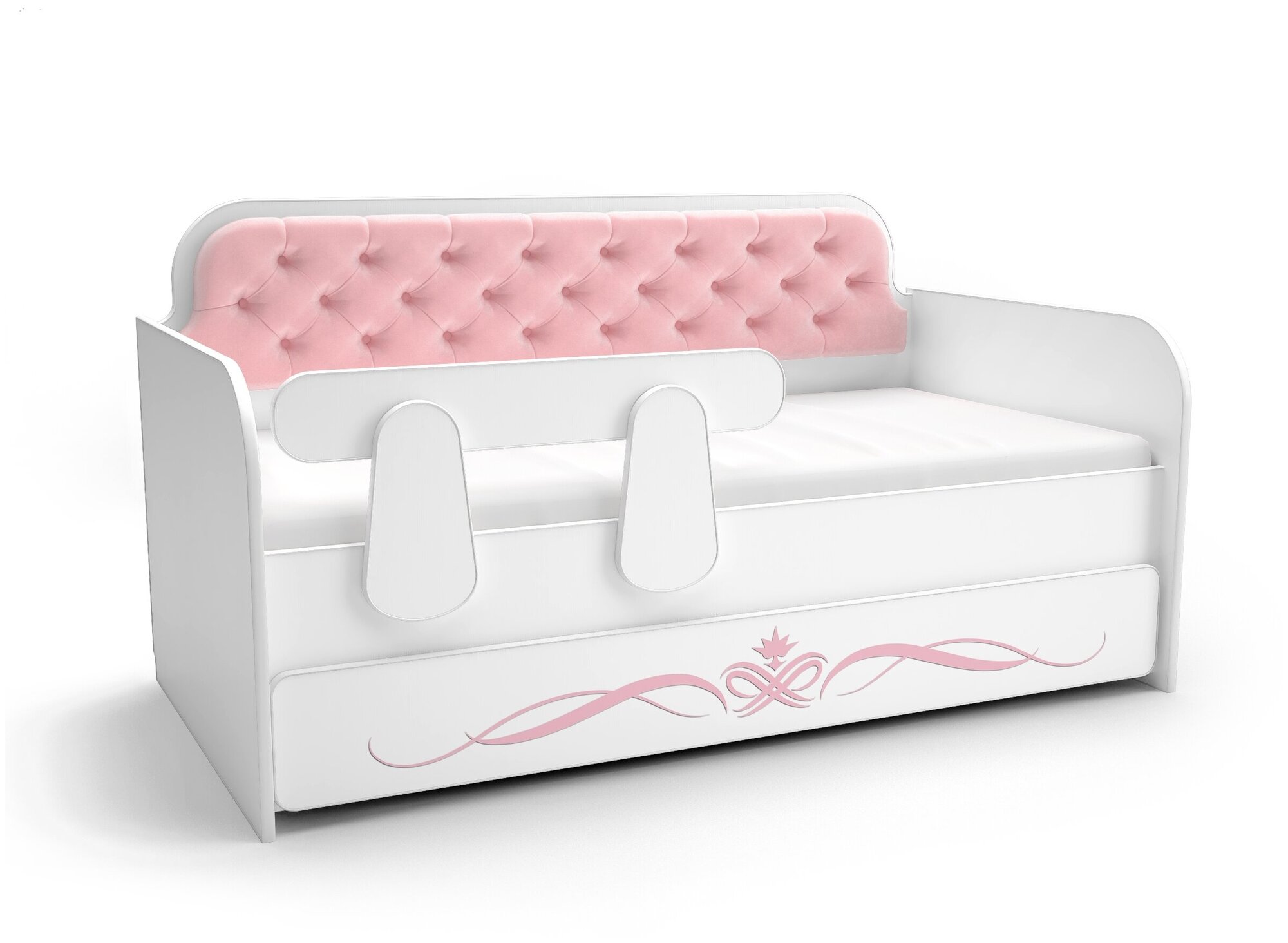Тридевятое царство кровать с ящиком и стразами Классик, цвет нежно-розовый, 80х160см.