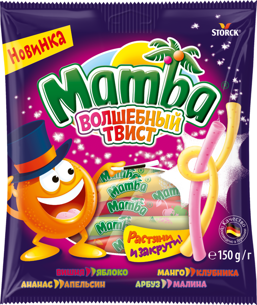 Конфеты жевательные MAMBA Волшебный твист ассорти, 150г