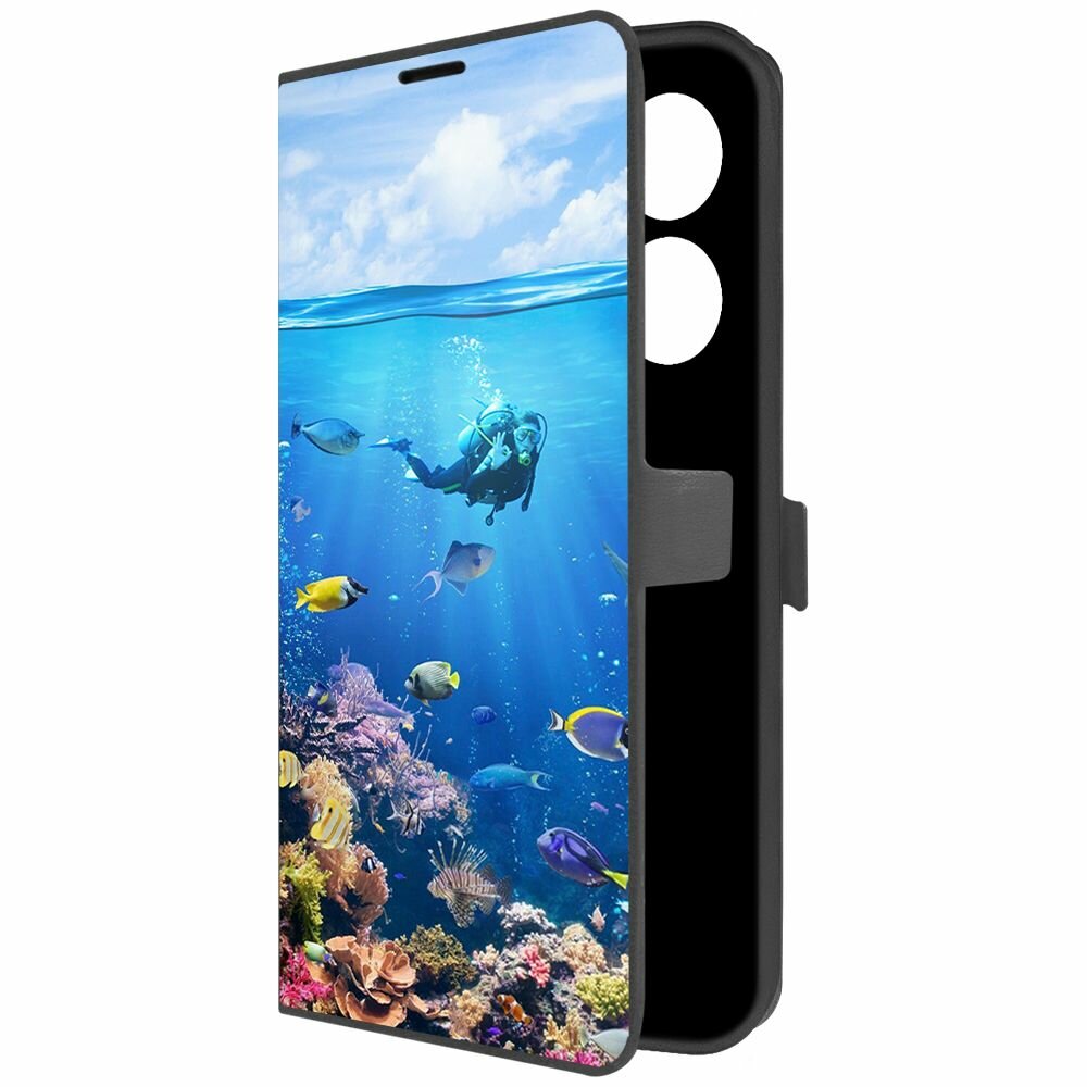 Чехол-книжка Krutoff Eco Book для TECNO Camon 20 Pro Австралия, Большой Барьерный Риф (черный)