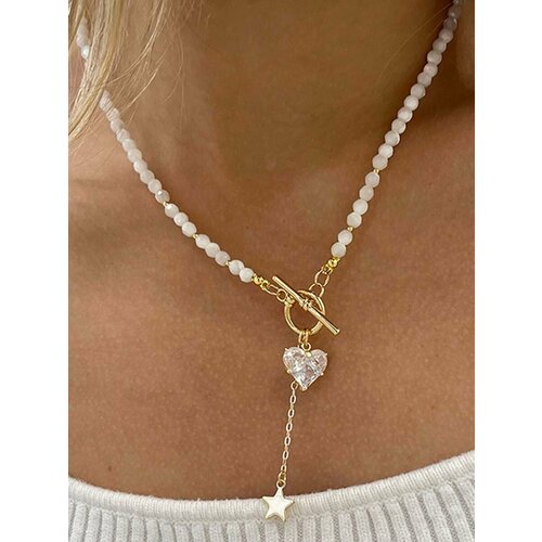 Чокер MOON SOUL Чокер MOON SOUL, стекло, перламутр, длина 44 см, золотой, белый, перламутр, стекло, длина 44 см, золотой, белый