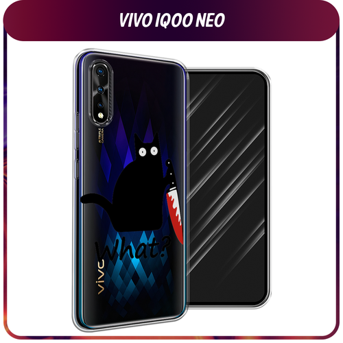 Силиконовый чехол на Vivo iQOO Neo/V17 Neo / Виво iQOO Neo/V17 Neo Котик с ножом, прозрачный чехол книжка mypads для vivo iqoo neo v17 neo виво iqoo neo v17 neo телячья кожа закрывающаяся на магнит черный