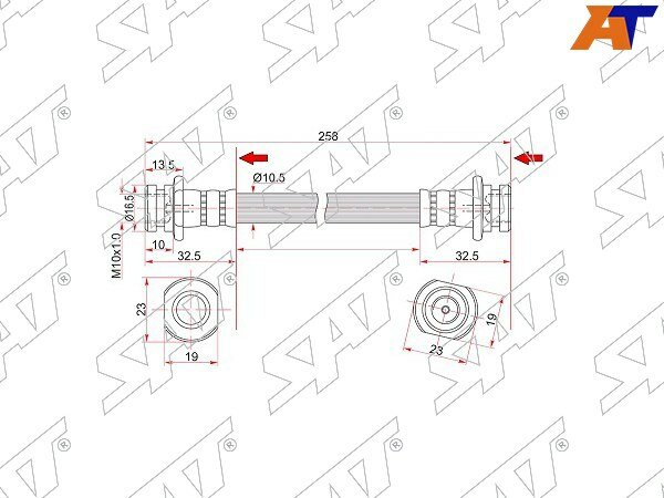 фото Шланг Тормозной Задний (Таиланд) Suzuki Escudo/Vitara/Xl-7 98-05 Lh=Rh Sat арт. ST-51560-65D00