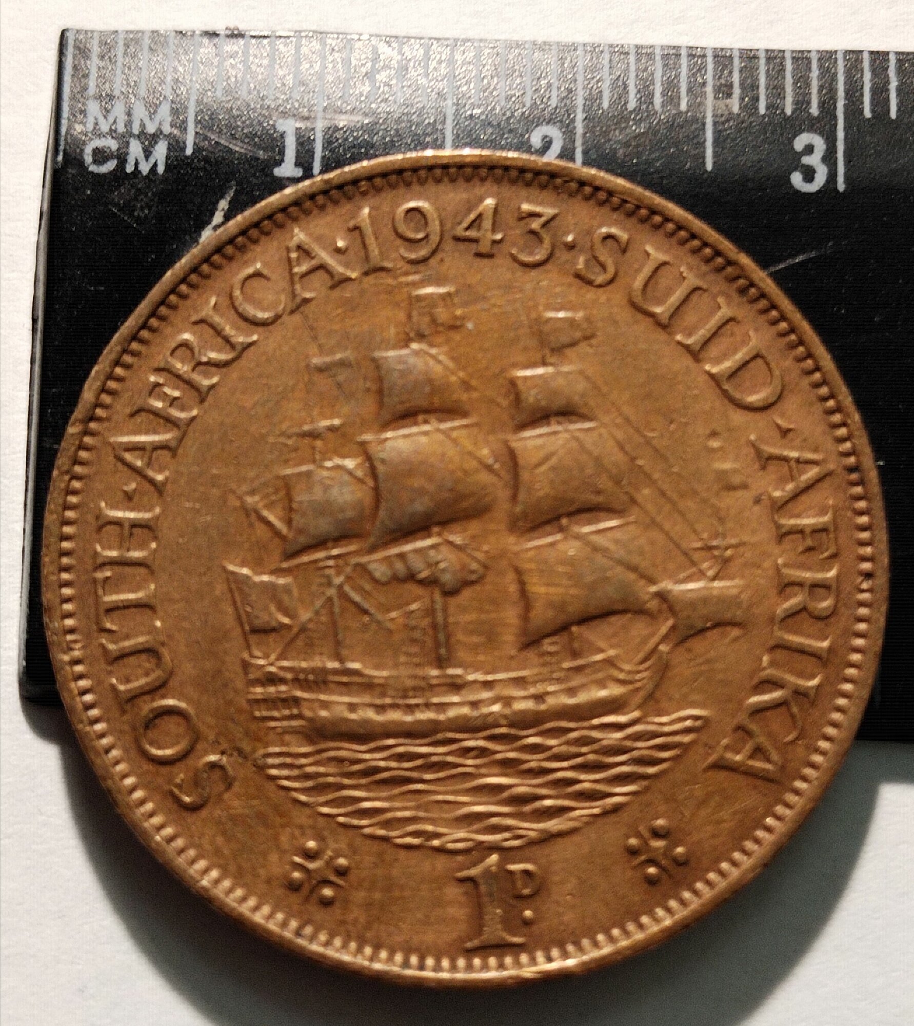 Британская Южная Африка 1 пенни. Корабль. Времен правления Короля Георга VI. XF