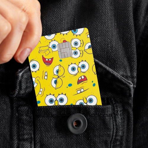 Наклейка на банковскую карту мульт Губка Боб (Спанч Боб квадратные штаны)