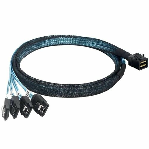 Кабель Mini-SAS HD SFF-8643 - 4x SATA 0.8м 12g internal mini sas hd sff 8643 to sff 8643 cable with sideband 100 ohm 0 8 m 2 6ft 2 pack