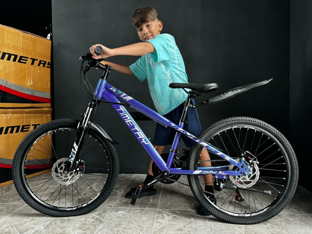 Велосипед подростковый Richiesto TT022 на 24 колесах, рама 14" для отдыха и прогулок, фиолетовый