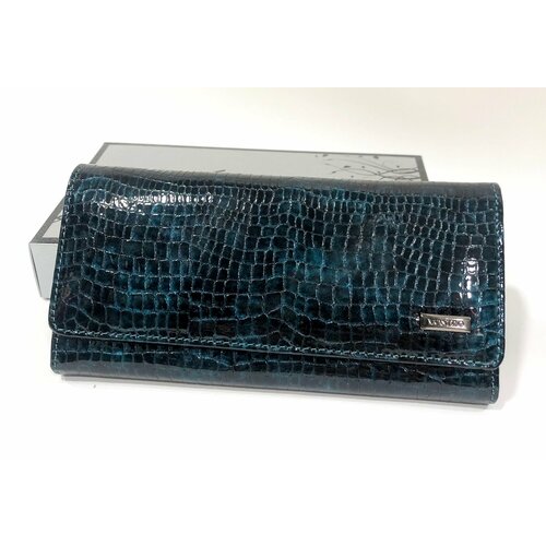 Кошелек VOSTRO, фактура под рептилию, лаковая, синий