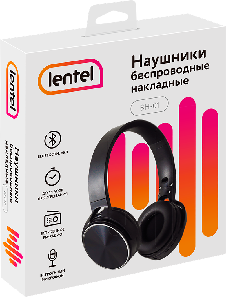 Наушники беспроводные LENTEL BH-01, накладные, с микрофоном