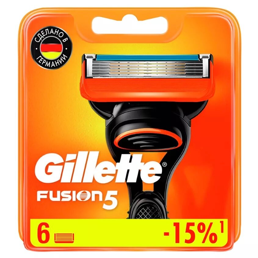 Сменные кассеты для станка Gillette FUSION5, 6 шт.