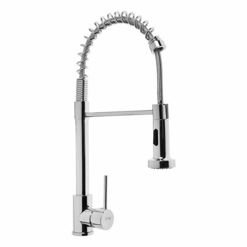 Смеситель для кухни ZEIN Z3824, однорычажный, гибкий излив на пружине, аэратор 2 режима, хром