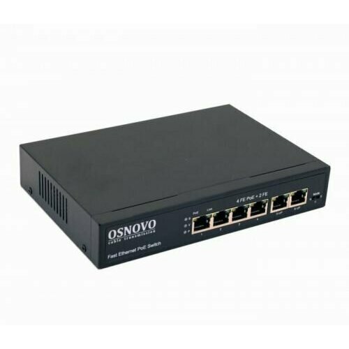 Коммутатор PoE OSNOVO SW-2060080W на 6 портов RJ45 4 х FE 10100 Base-T с поддержкой PoE IEEE 8023afat 2 x FE 10100 Base-T Uplink 4962₽