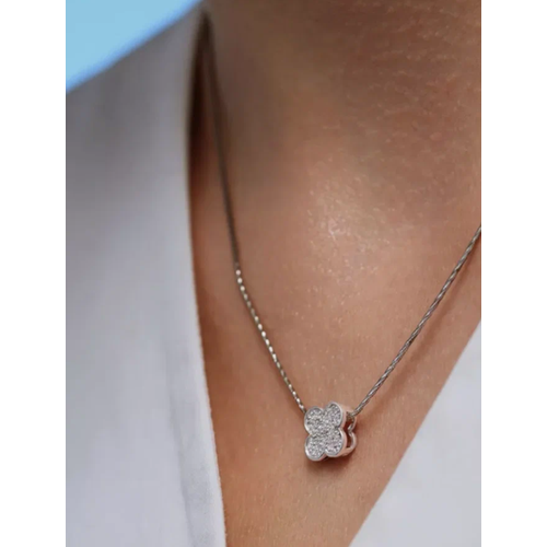 Подвеска Argentum, серебро, 925 проба, родирование, фианит, размер 10 см., белый