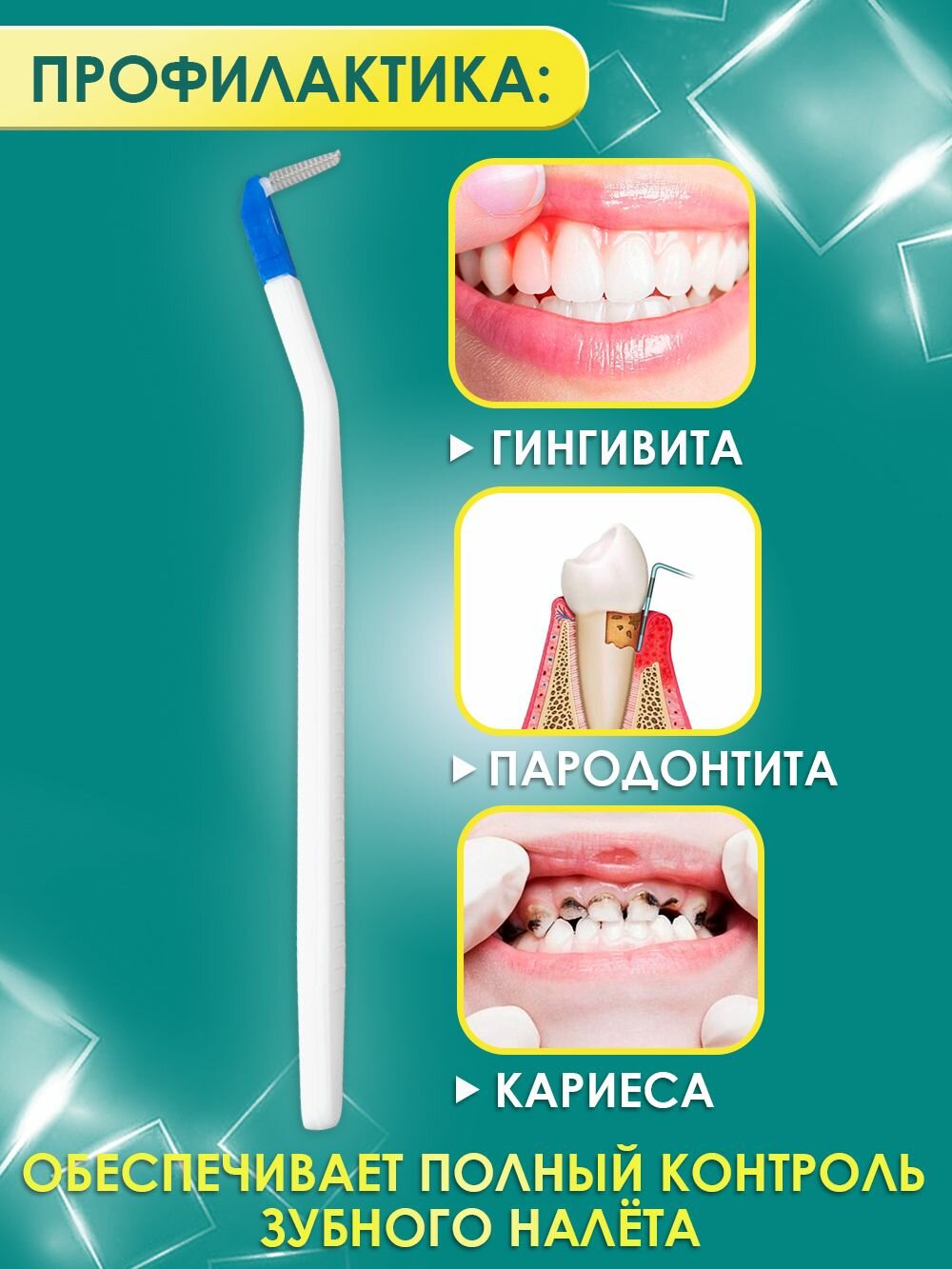 Изображение Зубная щетка межзубный ершик со сменными насадками