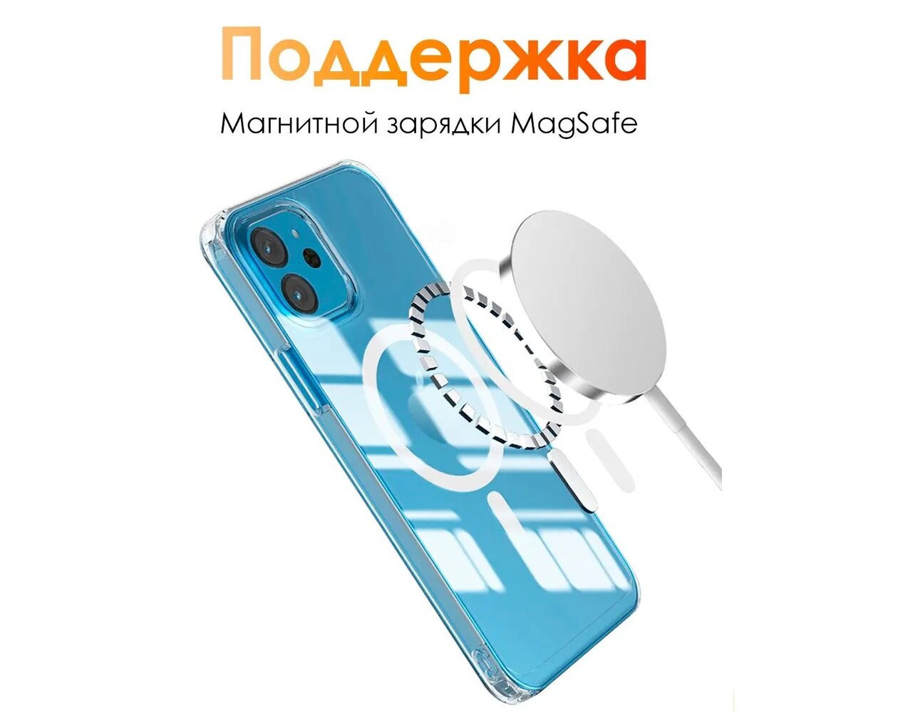 Чехол для Apple iPhone 16 Pro Max с поддержкой MagSafe, прозрачный, силиконовый — фото 1