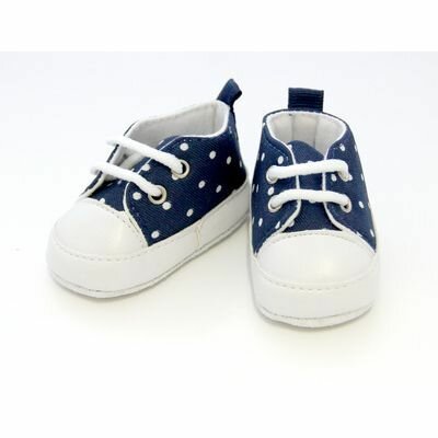 Кеды для кукол совушка Из ткани в горошек, синие, 1 пара