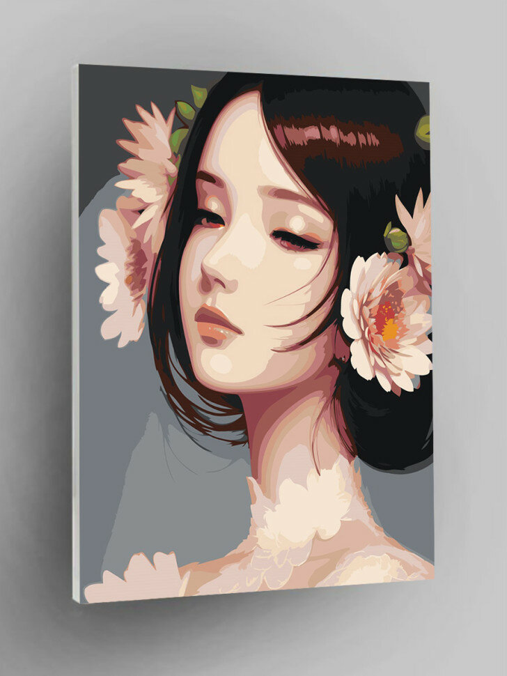 Картина по номерам "Нежная девушка с цветами"