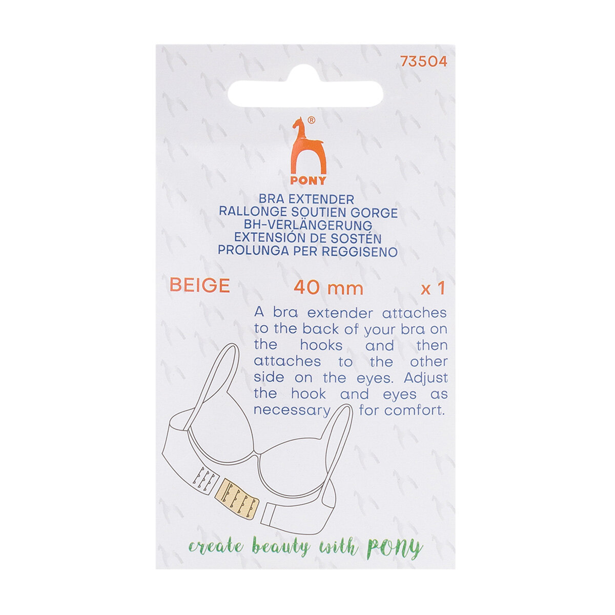 Расширитель для бюстгальтера с крючками 3x2 40 мм 1 штука бежевый Pony 73504