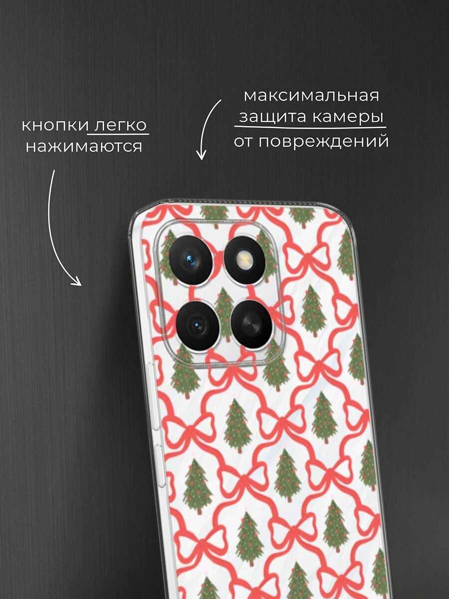 Чехол на Honor X8c / Хонор X8c с принтом "Елка паттерн 2", прозрачный — фото 1