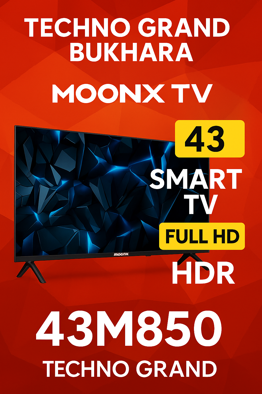 Smart TV MOONX 43″ Full HD | Модель 43M850 | Android TV, YouTube, Wi-Fi — идеальный телевизор для вашего дома!