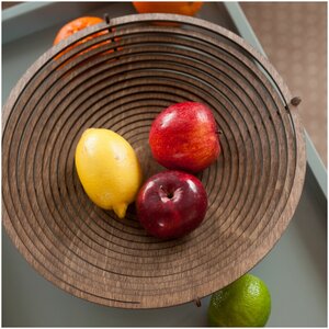 Фруктовница деревянная Спираль венге Bezusoff, посуда для фруктов и конфет, диаметр 29 см