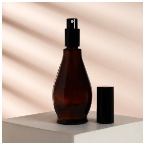 Бутылочка стеклянная для хранения «Style», с распылителем, 100 мл, цвет коричневый/чёрный бутылочка для хранения с дозатором 150 мл цвет коричневый чёрный