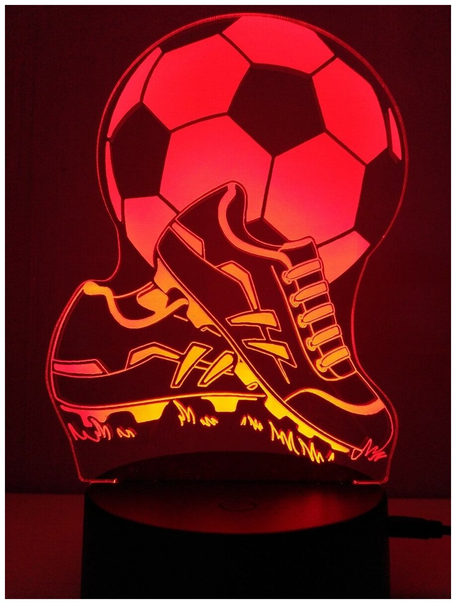 Светодиодный ночник 3Д "Футбольный мяч и кроссовки" - фотография № 2