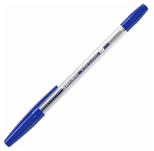 Ручки шариковые BRAUBERG "M-500 CLASSIC", набор 10 шт, синие, узел 0,7 мм, линия письма 0,35 мм, 143454