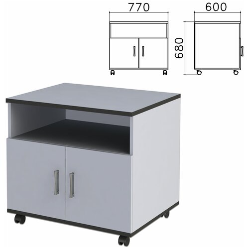 Тумба для оргтехники "Монолит", 770х600х680 мм, 2 двери, полка, цвет серый, ТМ30.11